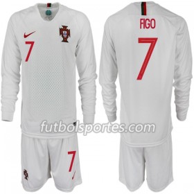Camisetas Portugal FIGO 7 Niño Segunda Equipacion Mundial 2018 Manga Larga